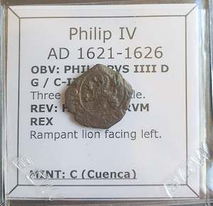 Antique: #o944# Spanish Medieval 2 maravedis coin of Philip IV from 1621-1626 AD