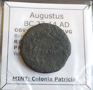 Antique: #o781# Roman provincial bronze coin of Augustus from BC 27-14 AD (Spain)