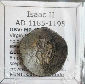 #m336# Byzantine Trachy coin of Isaac II from 1185-1195 AD (Constantinople)