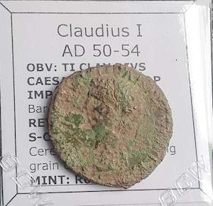 #N334# Roman bronze Ae As coin of Claudius I from 50-54 AD