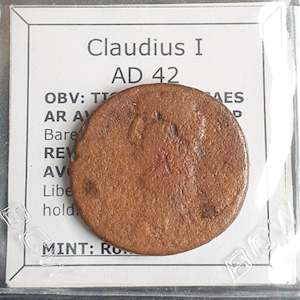 #K300# Roman bronze Ae As coin of Claudius I from 42 AD