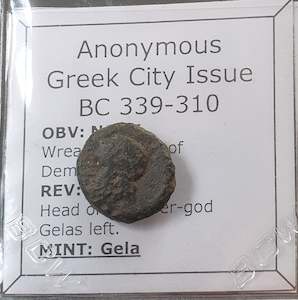 #o406# Anonymous Greek bronze coin of Gela from 339-310 BC