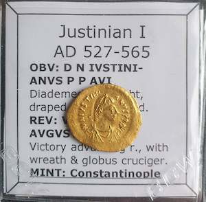 #o953# Byzantine gold coin of Justinian I from 527-565 AD