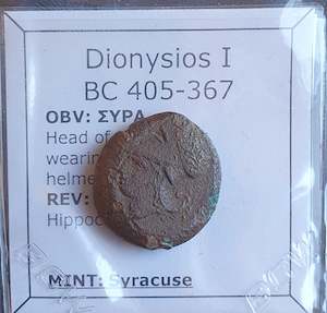 #N880# Sicilian Greek coin of Dionysios I from Syracuse, 405-367 BC.