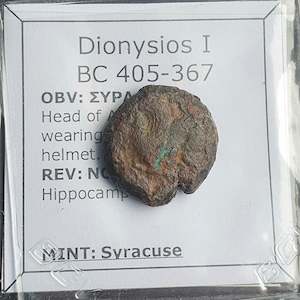 #N883# Sicilian Greek coin of Dionysios I from Syracuse, 405-367 BC.