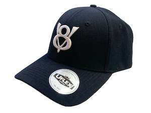 Screen printing: V8 - 3D Embroidered - UFlex Curve Peak Cap - BLACK