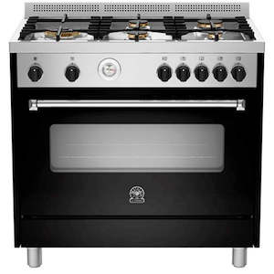 Bertazzoni 90cm 5 Brass Burners Electric Oven - Matt Black