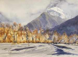 Deborah Lambert.Lovers Leap from the Rees River bed, Glenorchy.