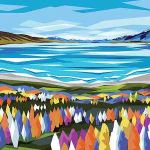 Ira Mitchell-Lake Tekapo Lupins Print