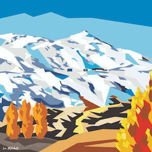 Ira Mitchell-Coronet Peak blue sky Print