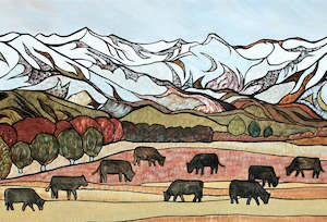 Art gallery: Miranda J Caird-Print-Grazing Cattle