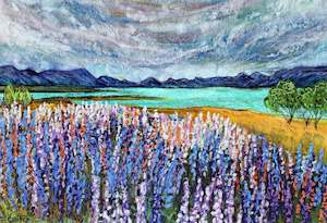 Miranda J Caird-Print-Lakeside Lupins print