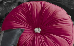 Cushions: Jewel Velvet Round Cushion - Wine