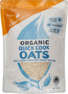 Organic Rolled Oats, Wholegrain Quick Cooking - 600g