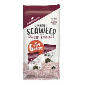 Organic Roasted Seaweed Multipack, Salt & Vinegar Snack - 6 x 5g