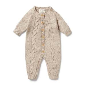 Wilson & Frenchy Almond Fleck Knitted Cable Growsuit