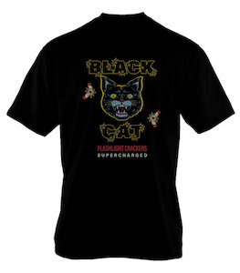 Black cat flashlight crackers oversized heavyweight t-shirt