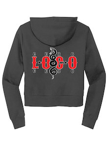 Loco womens cut zip hoodie with embroidered front text