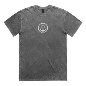 Clothing: Embroidered trident stone wash heavy tee