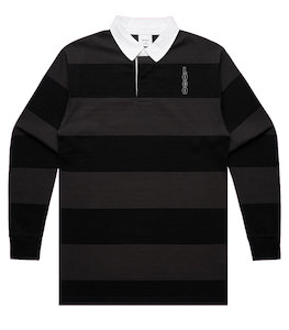 Clothing: Embroidered Loco Black/Coal Rugby Stripe Jersey