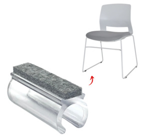 Sled Chair Protection Tips: Sled Base Felt Clip-on Glides - Timber Floor Protection