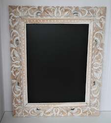 Chalkboard in a hand-carved frame - White