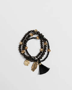 Stella and Gemma Bracelet Set of 4 Black Onyx