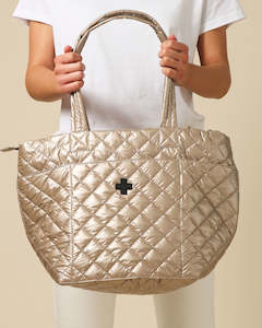 Stella and Gemma Tote Bag Quilted Champagne