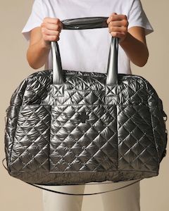 Stella and Gemma Overnight Bag Quilted Gunmetal