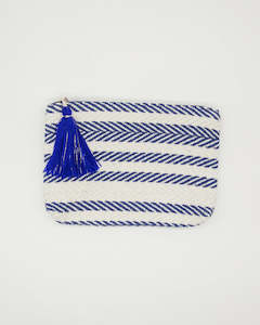 Stella and Gemma Small Pouch Navy Herringbone with Tassle