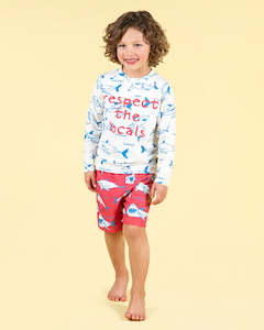 Gift: Rock Your Kid Happy Sharks Boardshorts