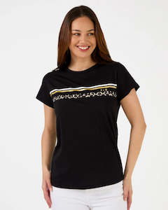 PREORDER - Stella and Gemma Black Icon Stripe T Shirt - DUE END JANUARY