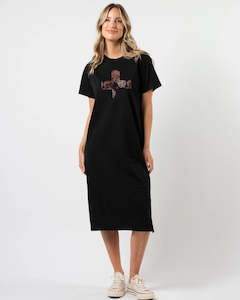 Stella and Gemma Dusty Rose Cross Maxi T Shirt Dress