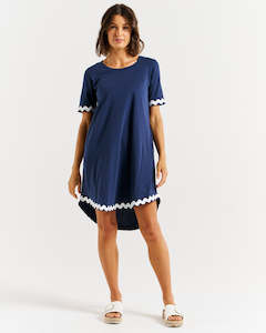 Betty Basics Nyree Dress Navy White Ric Rac