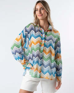 Stella and Gemma Syros Blouse Zig Zag Green