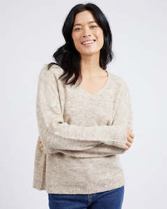 Elm Verity V Neck Knit Jumper Oat