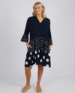 Gift: Elm Poppy Tiered Dress Navy Spot