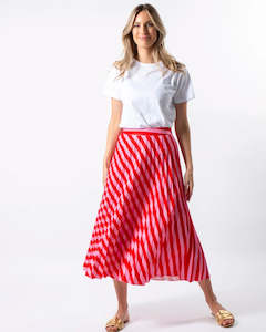 Stella and Gemma Pink Red Stripe Brigette Skirt