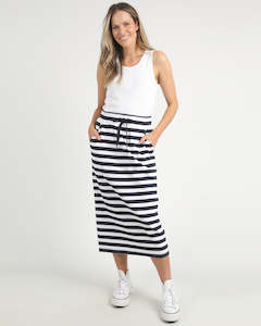 Gift: Elm Sunset Stripe Skirt Navy White