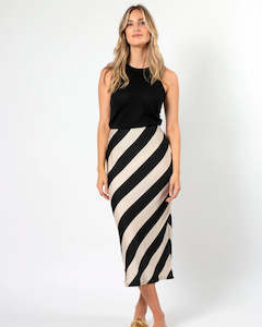 Gift: Stella and Gemma Angelina Black and Champagne Stripe Skirt