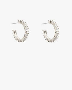 Antler Rhinestone Hoop Earings Silver