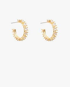 Antler Rhinestone Hoop Earings Gold