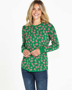 Betty Basics Sophie Knit Jumper Cheetah Print Green