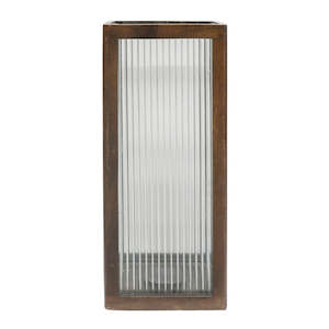 Tate large Reeded Glass Hurricane Lamp -Natural