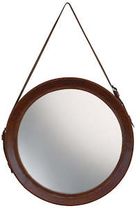 Leather round mirror