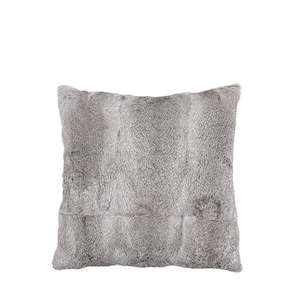 Square Feathered Filled Rabbit Skin Cushion