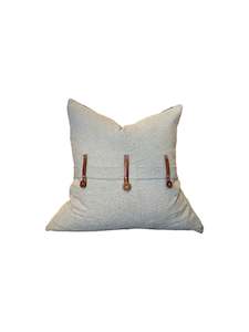 Natural cotton cushion with leather button from Chambers Design