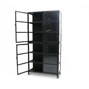 Black Iron Glass Display Cabinet