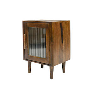 Tate Reeded Glass Bedside Table - Natural