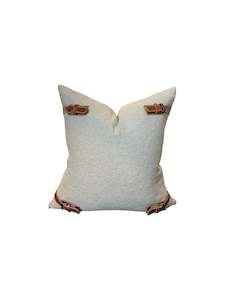 Cushions 1: Natural Cotton Cushion With Leather Buckle from Chambers Design